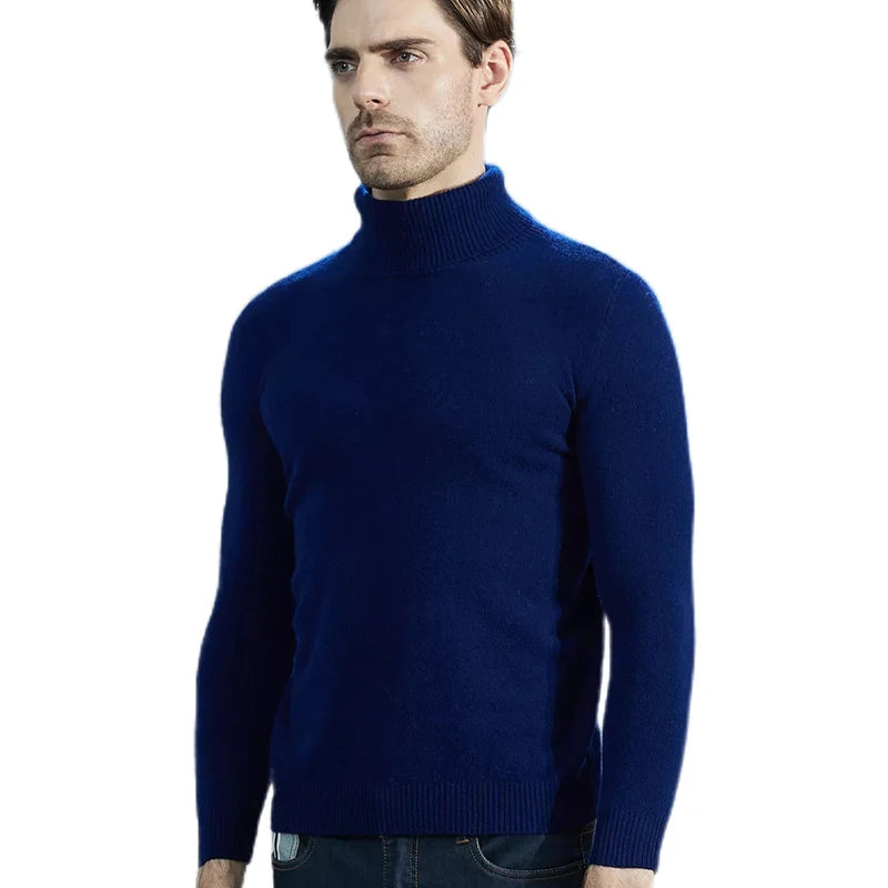 Men Knitted Sweaters Cashmere Sweater 100% Merino Wool Turtleneck Long-Sleeve Thick Pullover Winter Autumn Male Jumpers Clothing