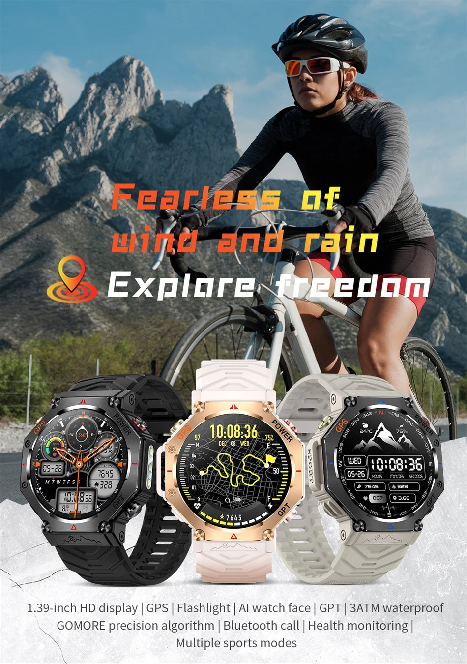 2025 New ChatGPT AI assistant Smart Watch 5ATM Waterproof GPS Built-in Dual-band GNSS Compass Sport Smartwatch Men Woman