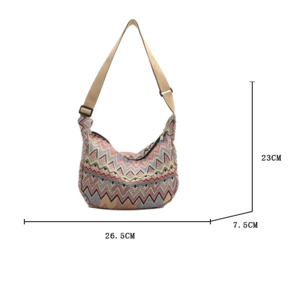 Thailand Ethnic Style Shoulder Bag Saddle Bag Large Capacity Messenger Bag Dumpling Bag Casual Commuting Bag Tote Bag