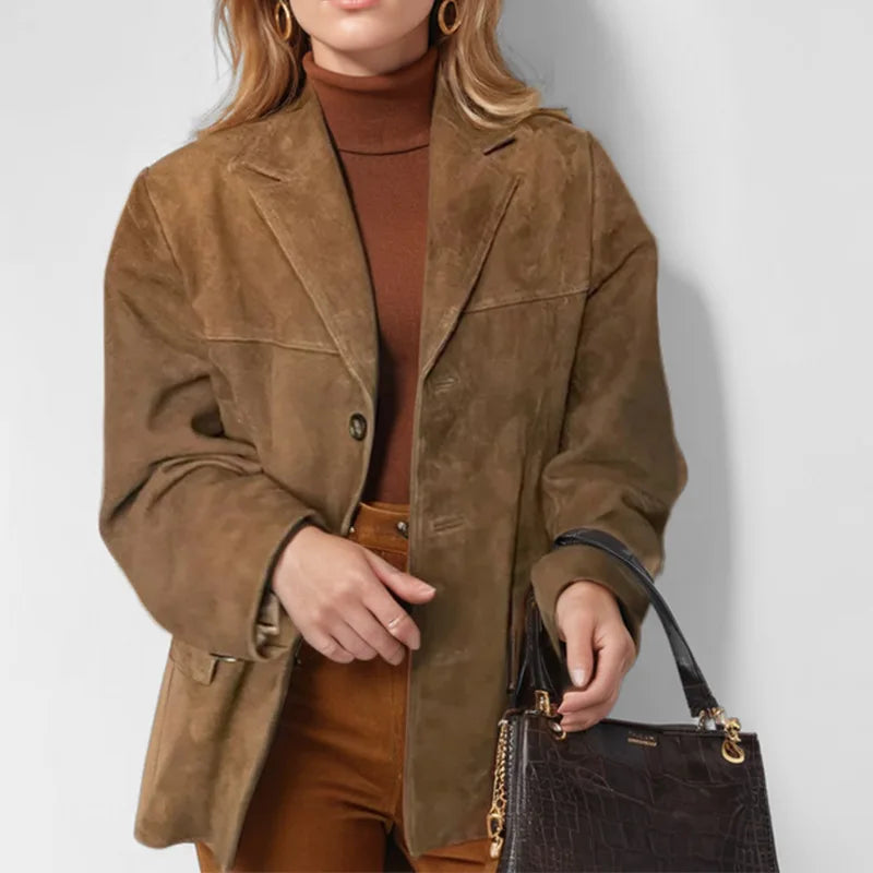 2026 Winter Women Elegant Jacket with Lapel Casual Single Breasted Pocket Long Sleeve Short Coat Street Overcoat Vintage Top