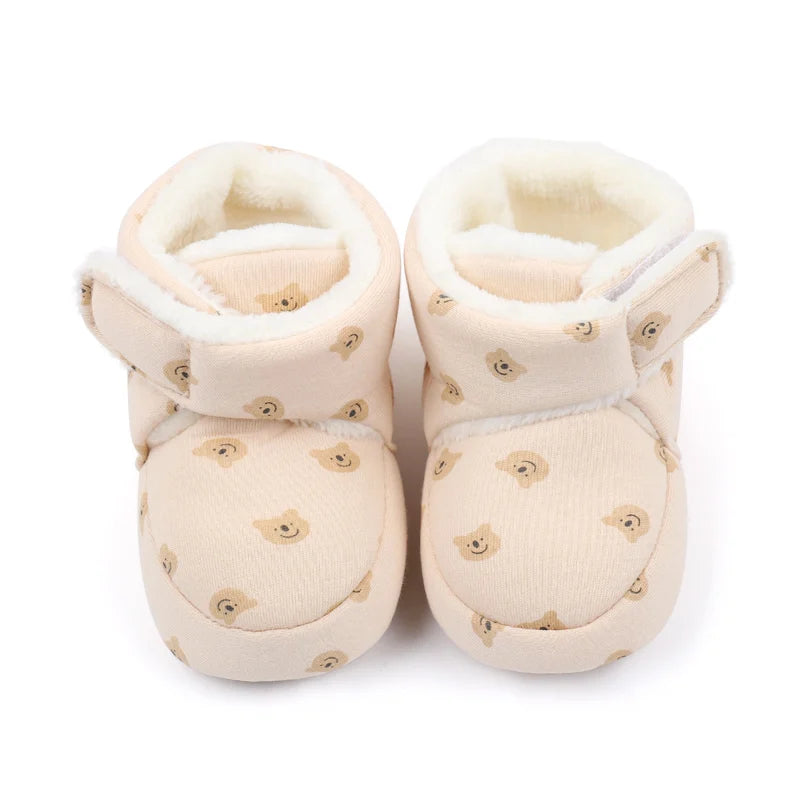 2024 Winter Baby Boots, Infant Girls Boys Warm Fashion Solid Shoes with Fuzzy Balls First Walkers Kid Shoes 0-18M High Quality
