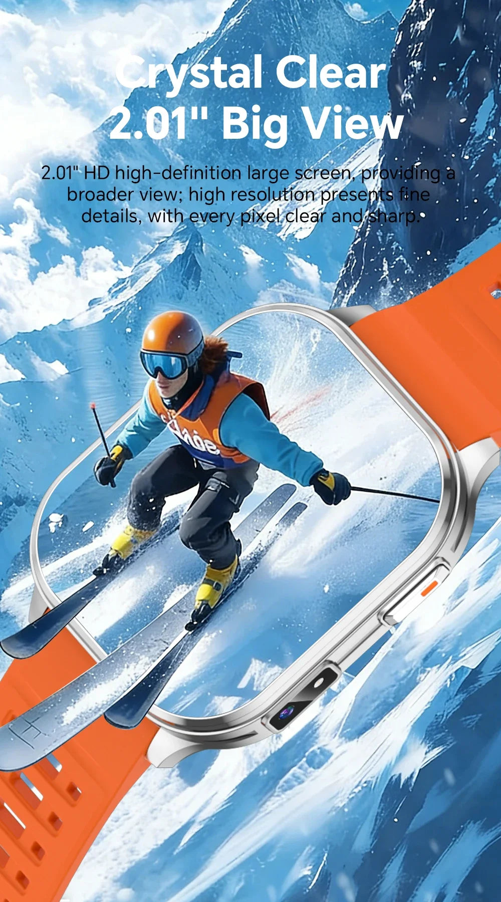 Outdoor Smart Sports Watches 2.01" 30W Camera Take Photo Video Recording Music BT Call Health Sports Mode Waterproof Smart Watch