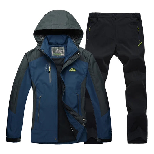 Trekking Outdoor Jackets for Men Autumn Classic Waterproof Rain Coats Hooded Camping Man's Rainwear Hiking Jacket and Pants