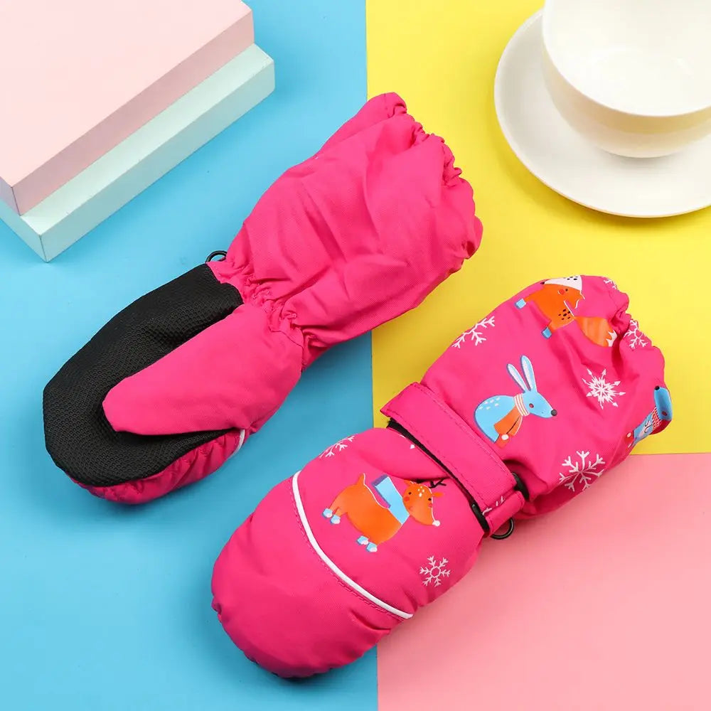 Children Winter Rabbit Gloves Baby Girls Waterproof Windproof Snow Gloves Kids Boy Thick Warm Ski Mitten For 2-6 Years Old