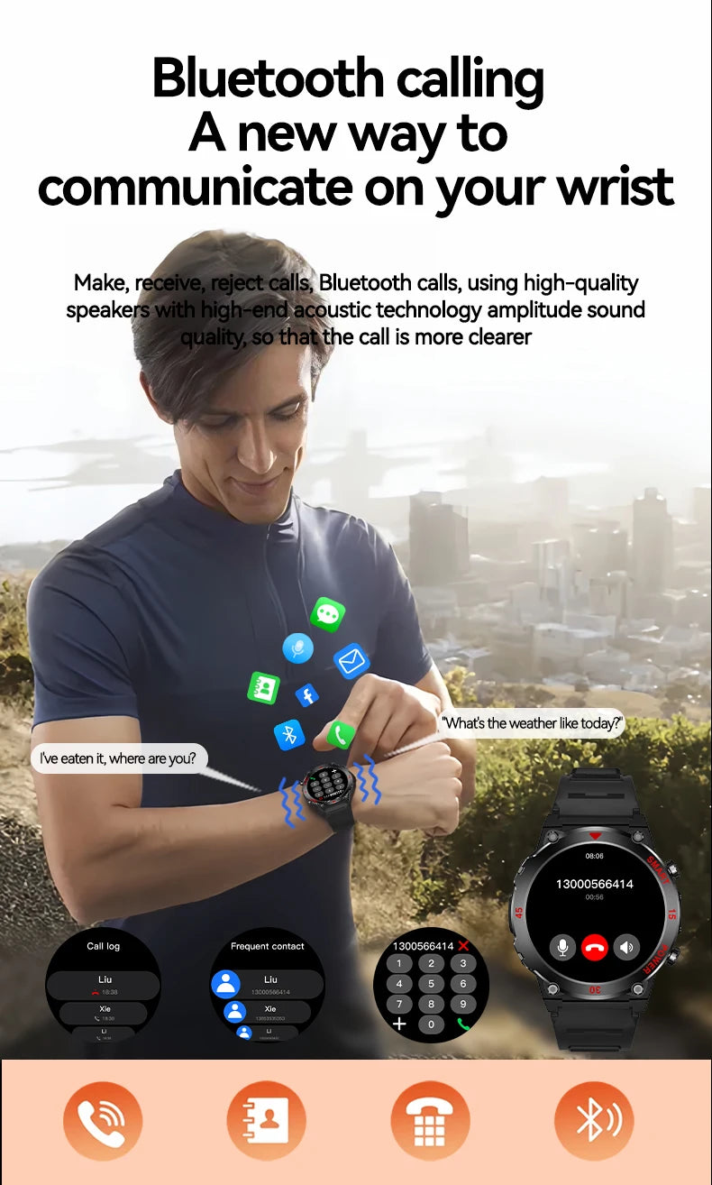 Smart Watch Men Women 1.52" Always-On Display Step Counter Magnetic Charging Bluetooth Call Fitness Tracker Multisport Modes