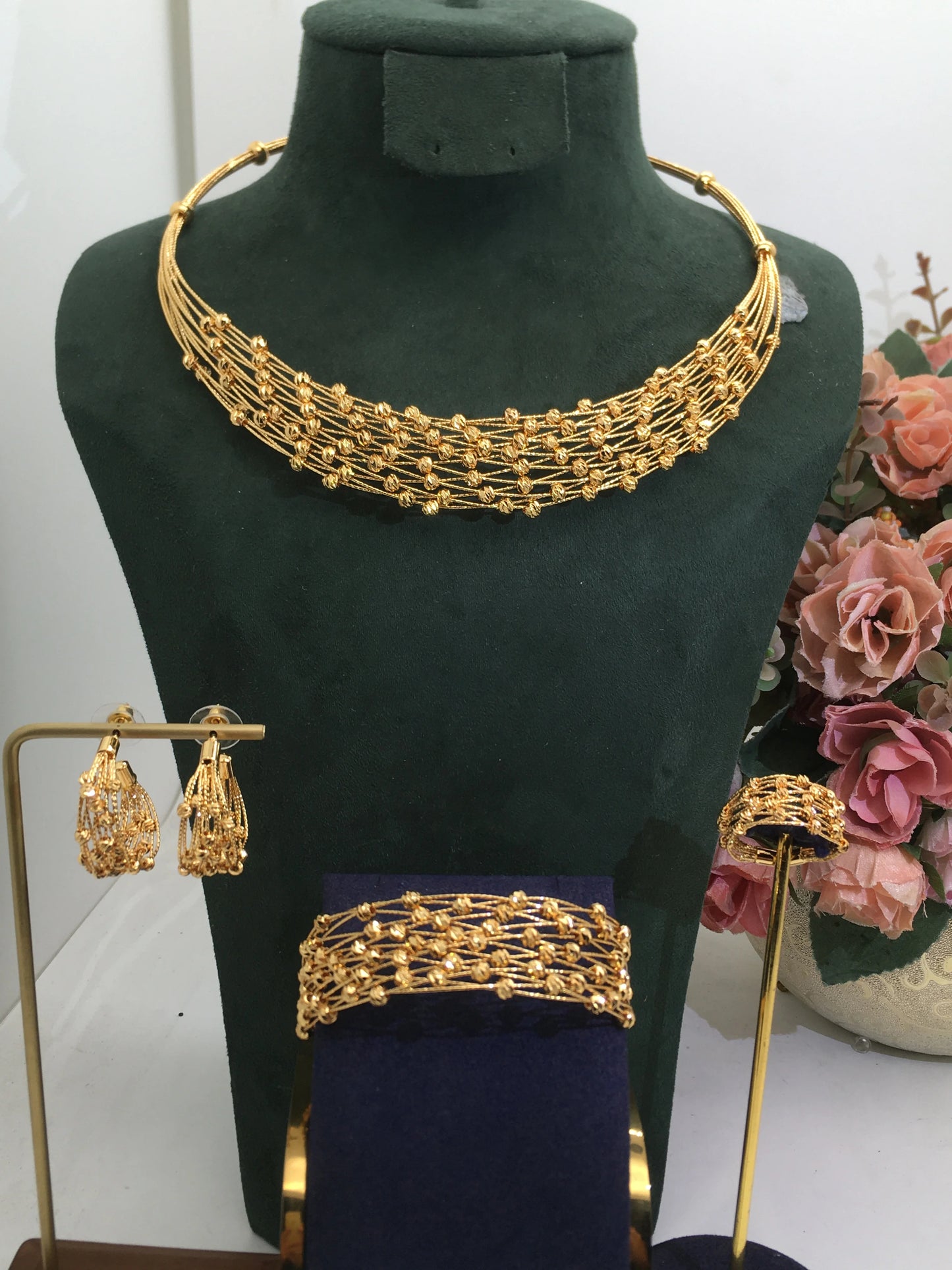 Jankelly  Trendy Fashion 4PCS Luxury Waterdrop Indian Jewelry Sets For Women Wedding Party Indian Dubai Bridal jewelry Sets