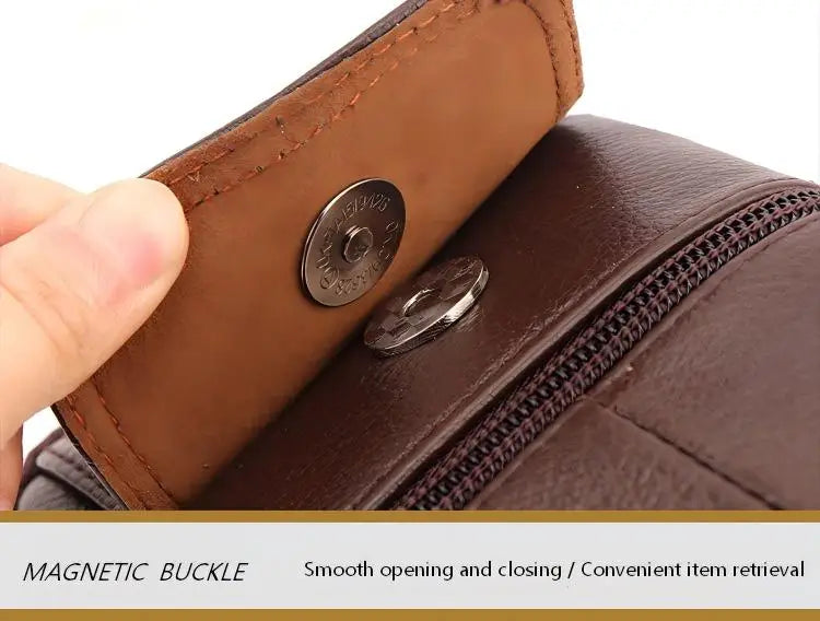 Men's Leather Waist Bag - Large Capacity Mobile Phone Belt Bag - Outdoor Work Backpack, Sports Hiking Bag Portable Crossbody Bag