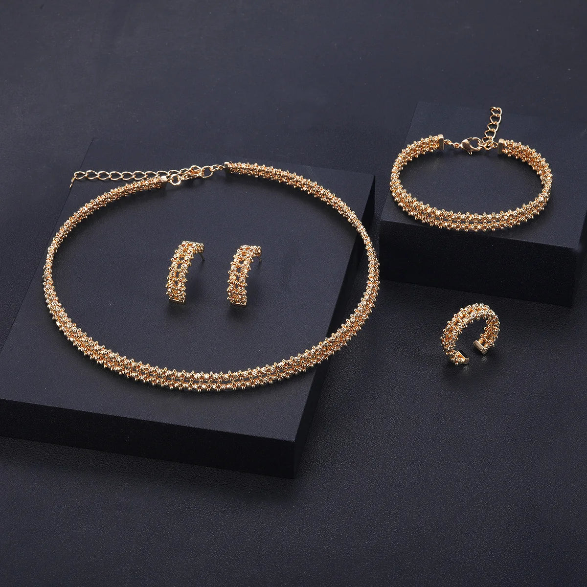 Janekelly 4pcs Bridal Zirconia Full Jewelry Sets For Women Party, Luxury Dubai Nigeria CZ Crystal Wedding Jewelry Sets
