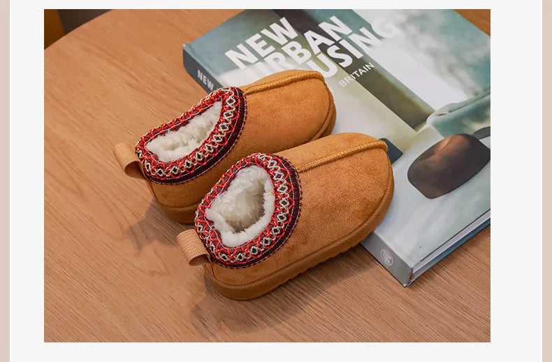 Baby Warm Snow Boots Winter 2026 New Fashion Children's Ankle Boots Girls Low-top Cotton Shoes Boys Plush Suede Short Boots