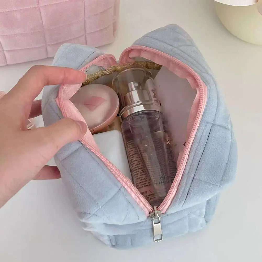 Makeup Bag Pillow Storage High-End Sense Portable Travel Cosmetic Bags Solid Color Zipper Toiletry Bag Washing Pouch Storage Bag