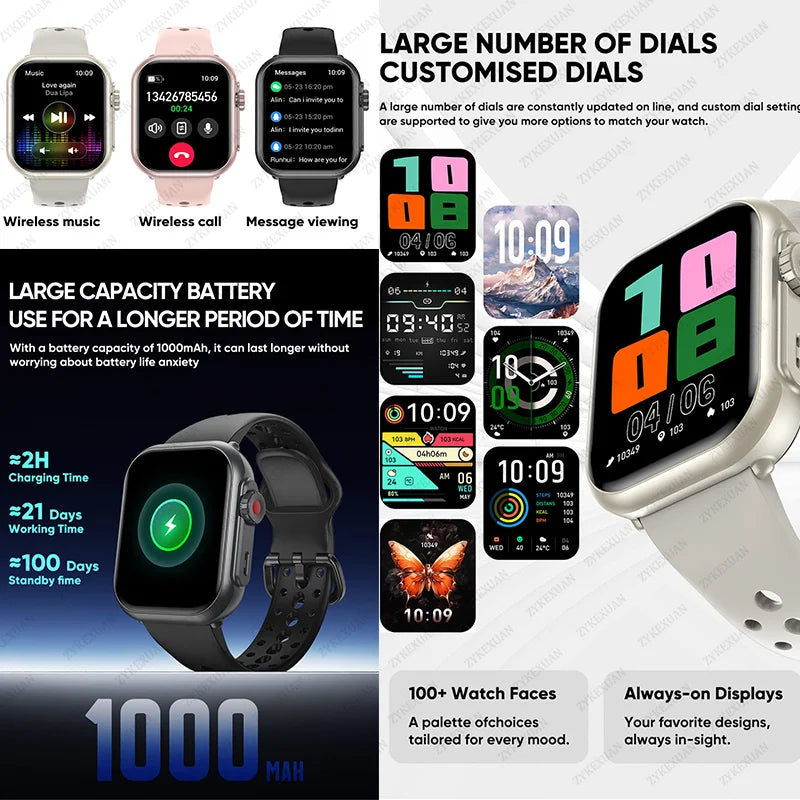 2025 New Smart Watch Women Bluetooth Call Watch Fitness Tracker Waterproof Sport Smart Clock Fashion Ladies Men Smartwatch Woman