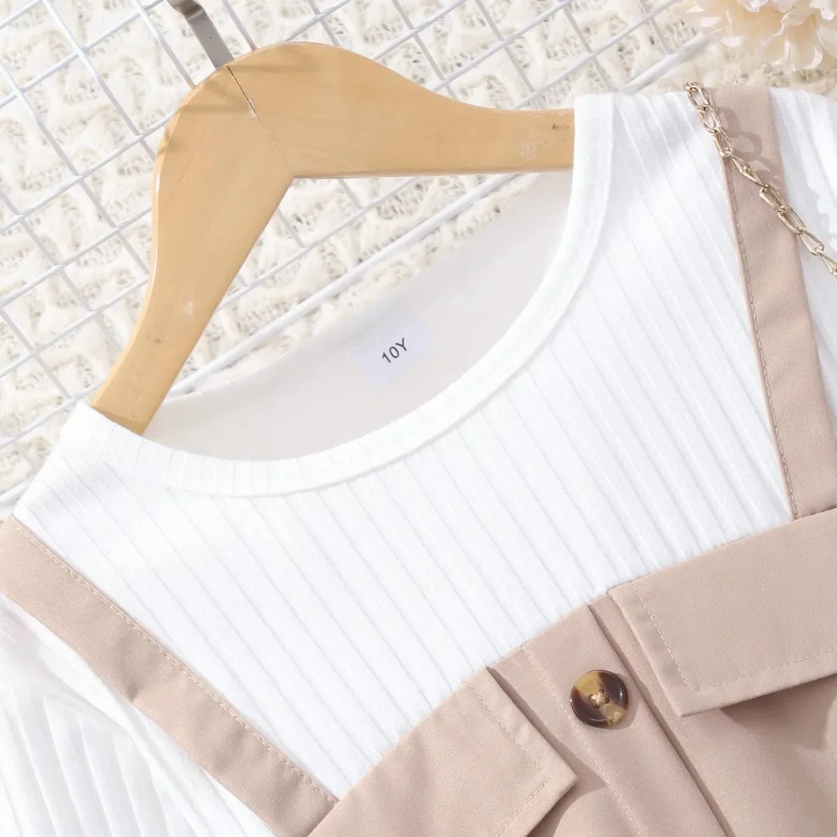 New Dress for Teens Girls 8-12Yrs Autumn Winter Belt Button Khaki Children Dress Soft Sweet Warm Vintage Teens Girls Clothing