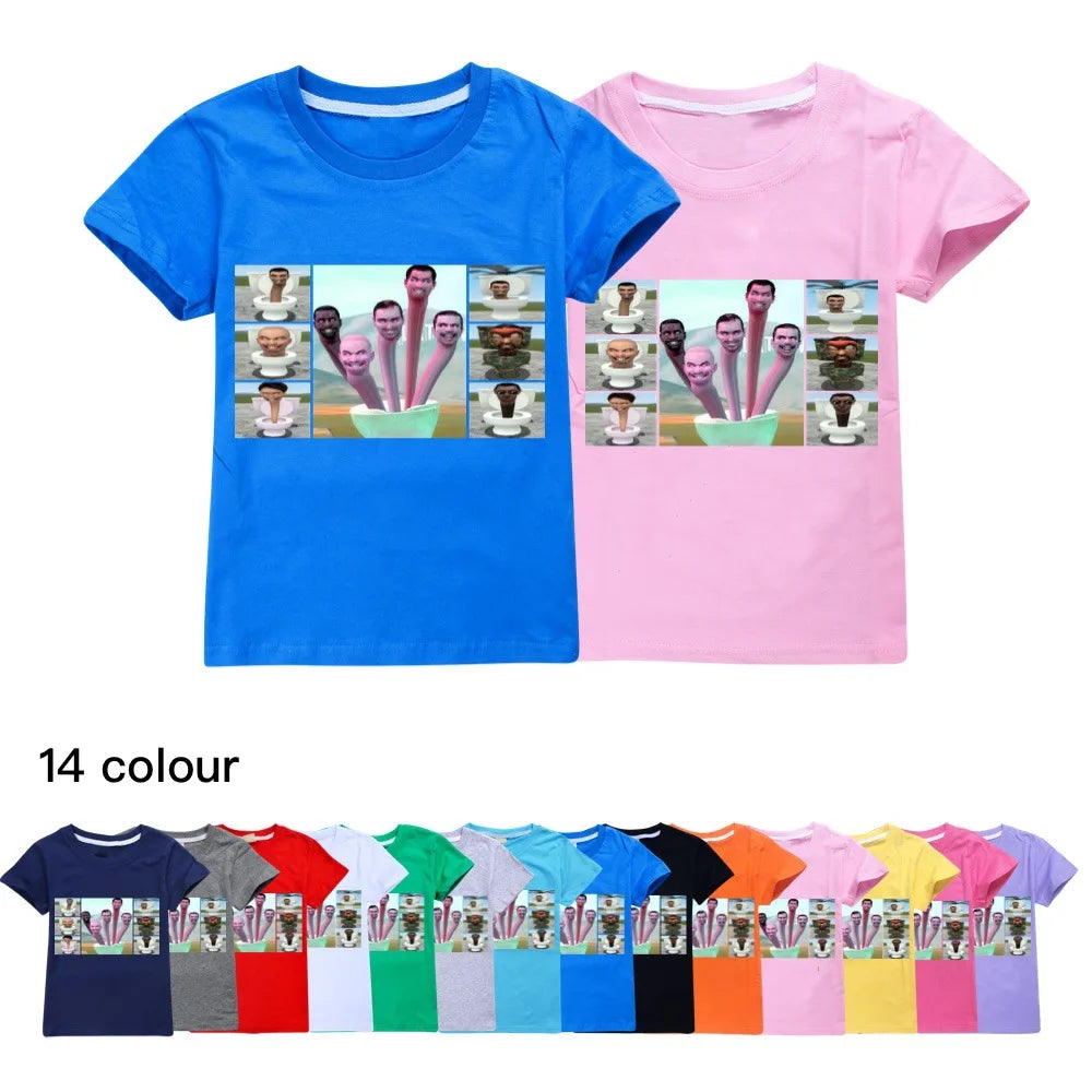 Summer Child Graphic SKIBIDI Toilet T Shirt Kids Leisure Cotton T-shirt Baby Boys Summer Clothes Toddler Girls Casual Tops