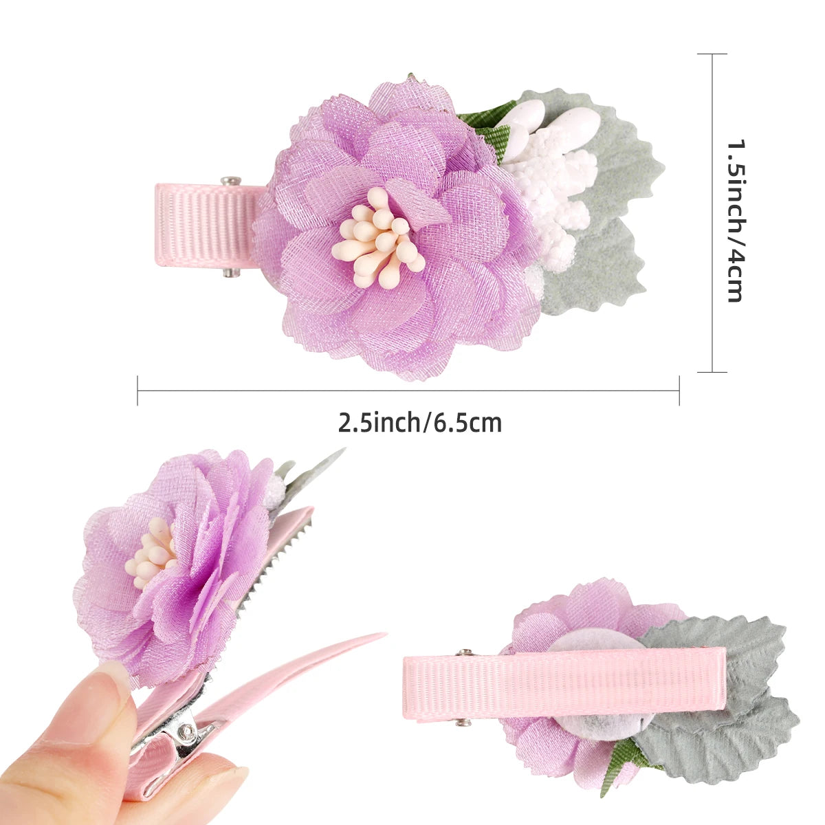 Pinzas para el cabello de flores para mujer, horquillas florales hechas a mano, pasadores de cocodrilo para niñas, accesorios para el cabello fiesta para niños pequeños