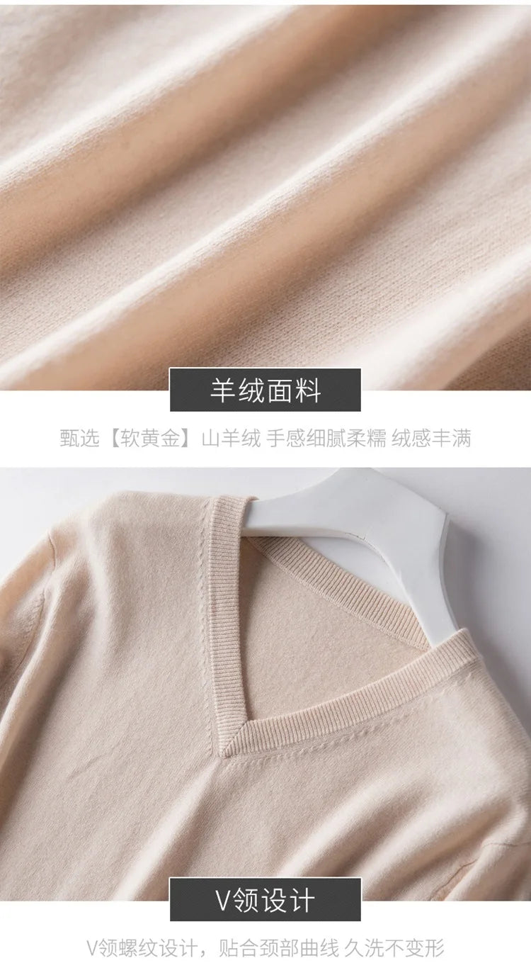 Cashmere Cotton Blend Classic V-neck Knitted Sweater Men Pullover 2024 Autumn Winter Soft Warm Business Casual Jumper pull homme