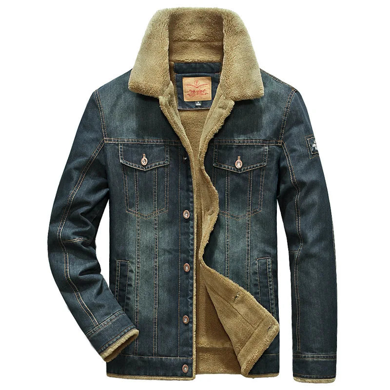 Winter Men's Denim Jackets Man Casual Outdoor Fleece Lined Warm Windbreaker Jacket Men Military Jean Cowboy Coats Clothing