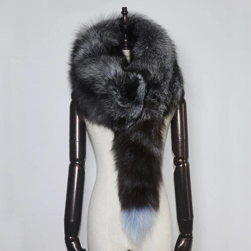 Winter Warm Large Real Fox Fur Collar Natural Fur Coat Scarves Luxury Women Men Jackets Hood Shawl Decor Female Neck Scarf Wraps