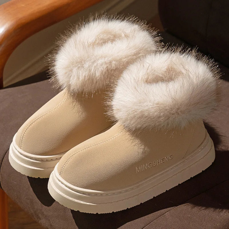 Winter Warm Shoes For Women Men Indoor Street Warm Snow Boots Soft Faux Fur Slip-on Style Girls Boys Short Boot Leisure Botas