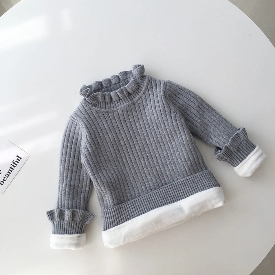 Infant Toddler Winter Fleece Sweaters Baby Warm Pullover Girls Thicken Knitting Shirt Kids Long Sleeve Turtleneck Winter Sweater