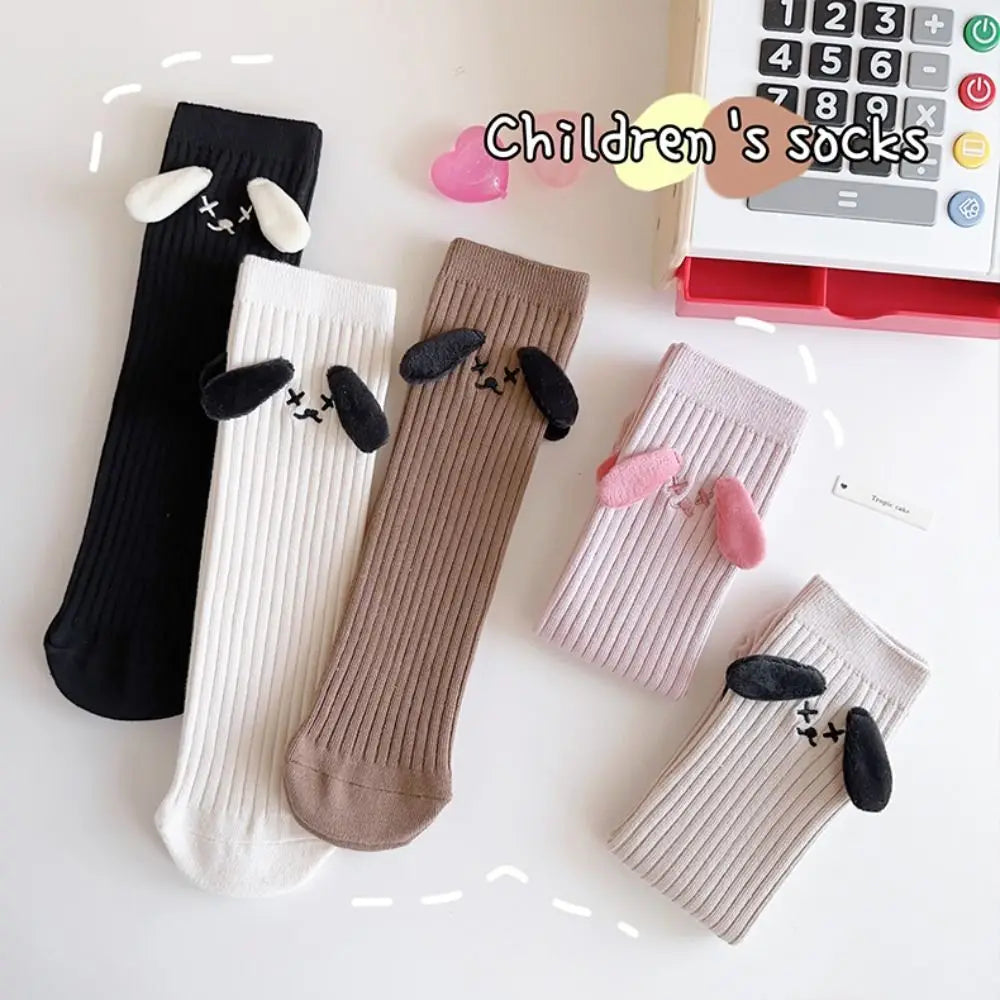 Medias para cachorros en 3D, calcetín de tubo medio, medias de algodón con dibujos animados, accesorios de tela de estilo coreano, calcetines para padres e hijos