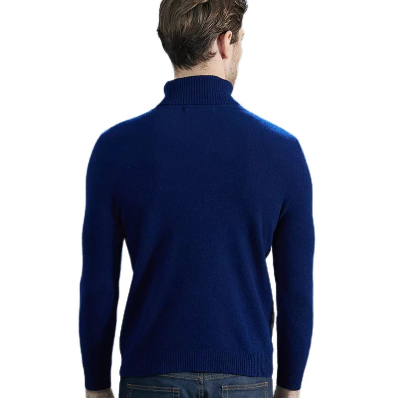 Men Knitted Sweaters Cashmere Sweater 100% Merino Wool Turtleneck Long-Sleeve Thick Pullover Winter Autumn Male Jumpers Clothing