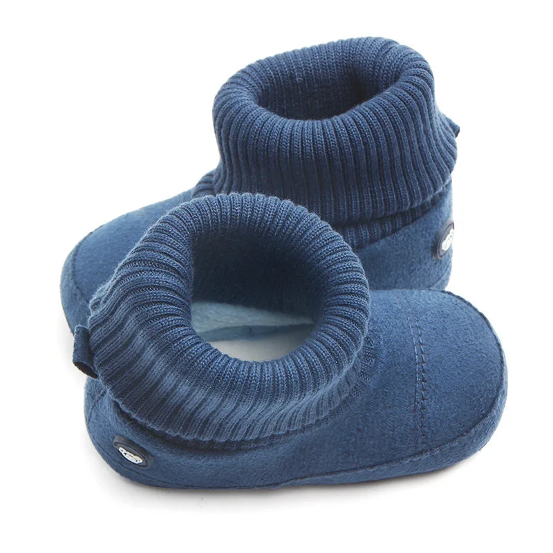 2024 Winter Baby Boots, Infant Girls Boys Warm Fashion Solid Shoes with Fuzzy Balls First Walkers Kid Shoes 0-18M High Quality