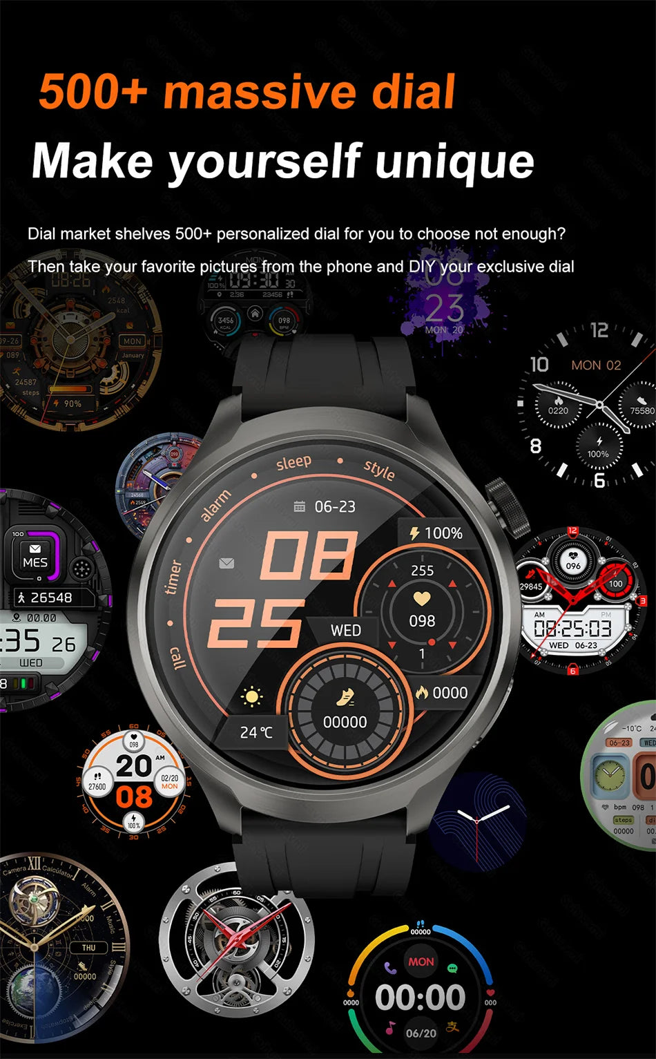 2024 New For HUAWEI Xiaomi Sports Smart Watches Men Call Watch 1.85 AMOLED Screen GPS Compass Altimeter Waterproof SmartWatch