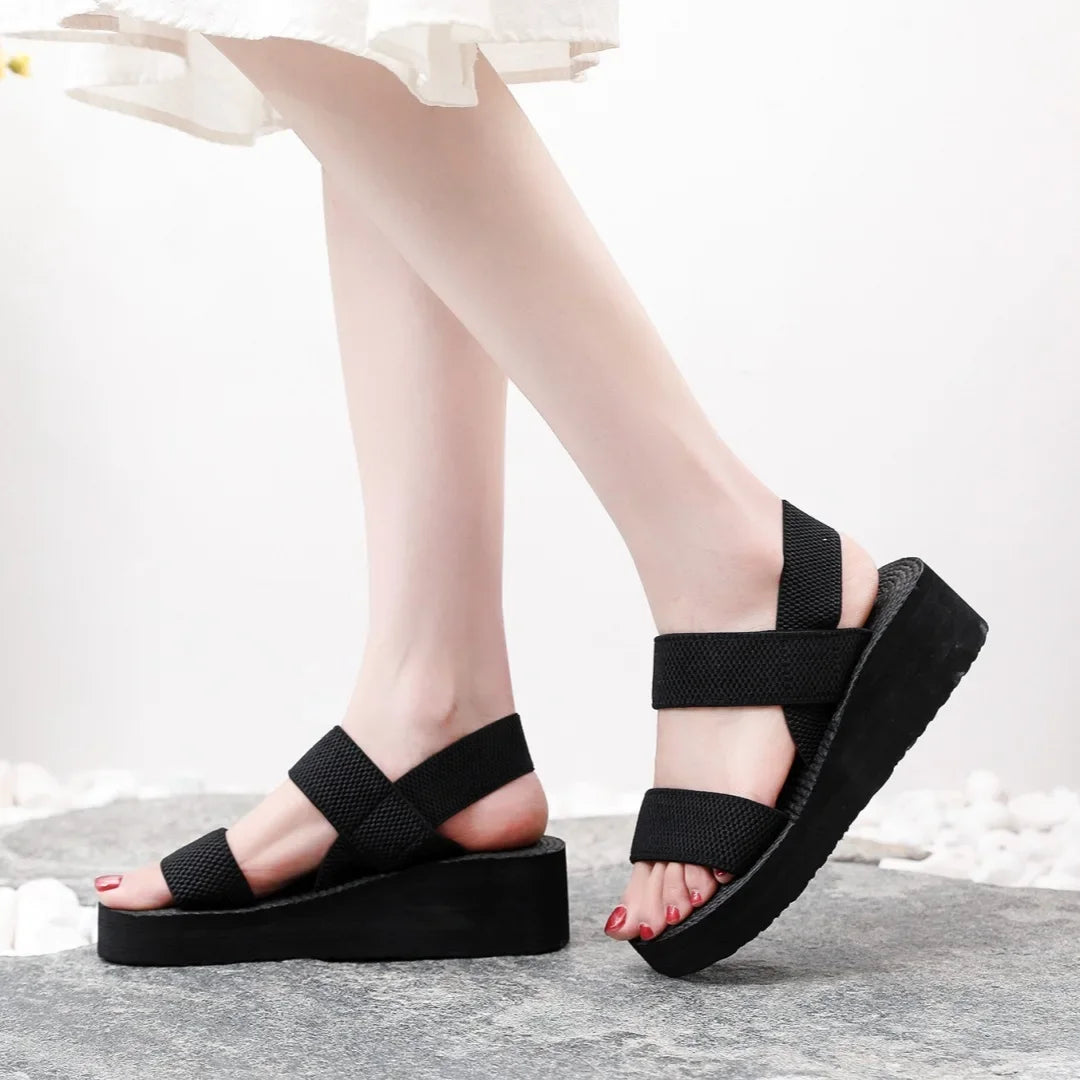 Minimalist Slingback Wedge Sandals Outdoor Summer Lightweight Slides Solid Color Thick Bottom Ladies Shoes Female Sandals