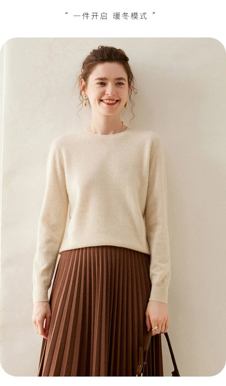 WinvyNee Cashmere Women Sweater Long Sleeve O neck Merino Wool Jumper Solid Knitwear Casual Pullover Tops Jumper Autumn A1054001