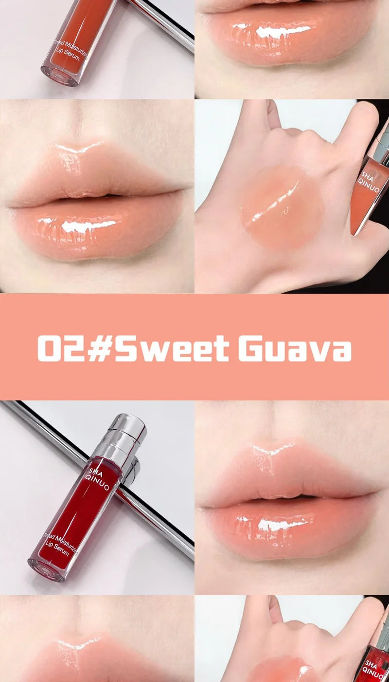 SHAQINUO Tinted Lip Serum 2.6g Deep Moisturizing Hydrating Tinted Lip Gloss Watery Glossy Mirror Finish Natural Nude Makeup
