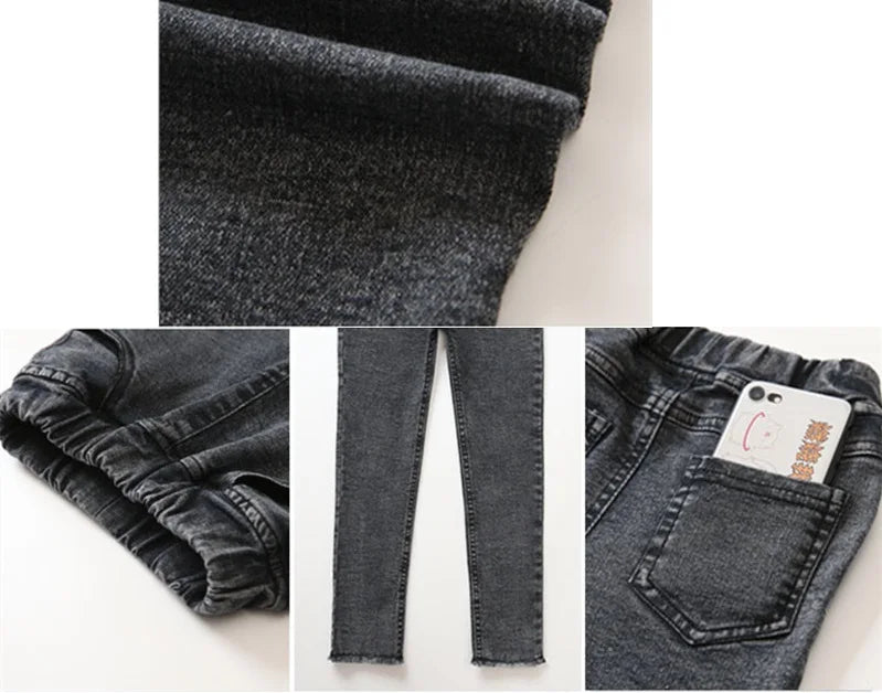 kids baby Girls Leggings autumn jeans elastic skinny children pencil pants for 4 5 6 7 8 9 10 11 12 13 years denim trousers