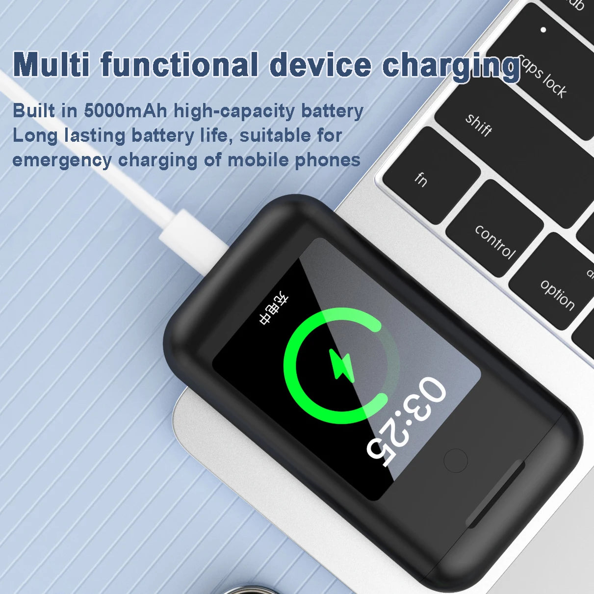 Mobile Power Bank/Headphones/Display Screen/Flashlight 4-in-1 Touch Screen Earbud High Fidelity Sound Quality With Large Battery