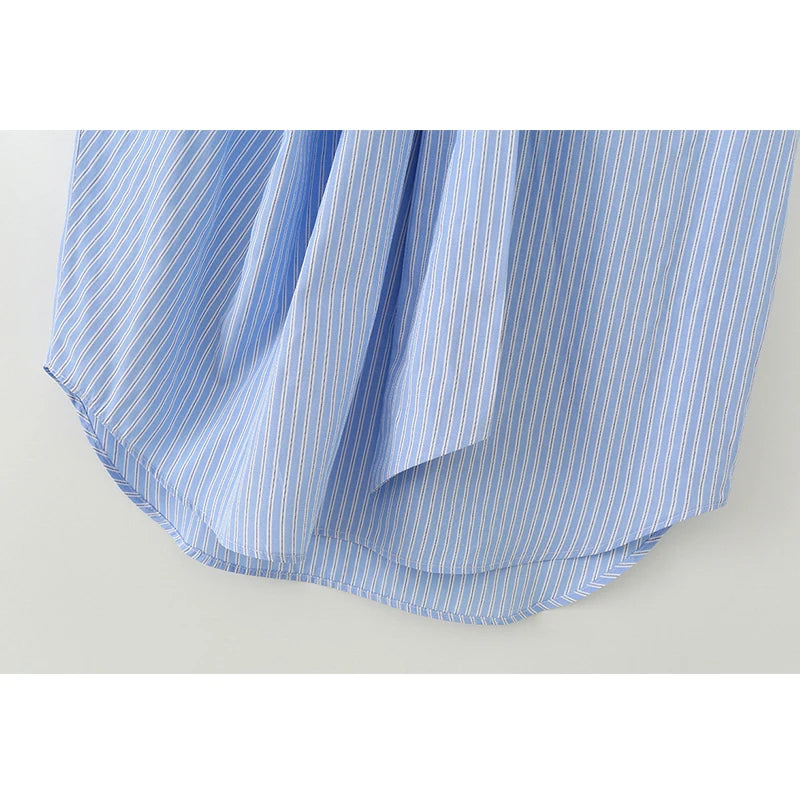 2026 New Women's Shirts Summer Fashion Striped Blouse Elegant Scarf Collar Office Women's Blouse Street Chic Young Tops