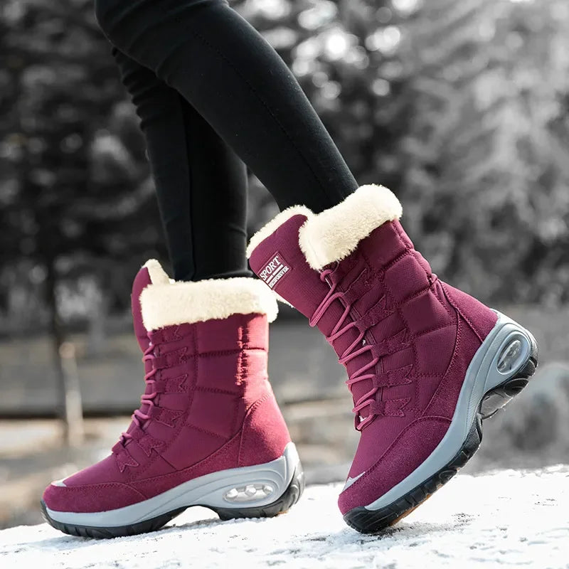 Winter Women High Quality Warm Snow Boots Lace-up Comfortable Ankle Outdoor Waterproof Hiking 2024 Botas De Invierno Para Mujer