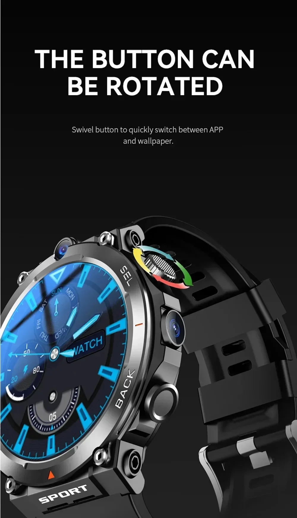 4G LTE H10 Smartwatch Dual Camera Video Calls Wifi NFC Door Access 1380mAh Battery Capacity SIM Card Smart Watch