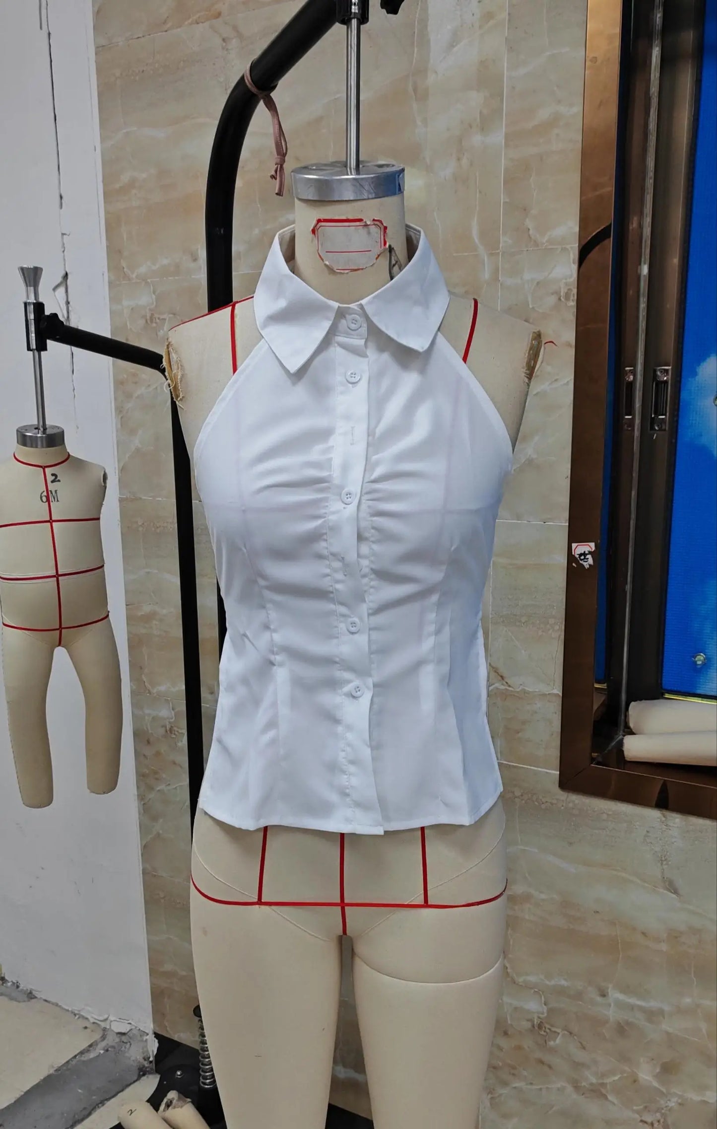 Women Button up Halter Tops Summer Trendy Lapel Tie up Backless Shirts for Streetwear Aesthetic Grunge Clothes