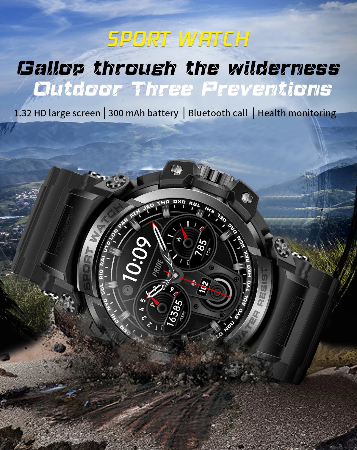 New Military Outdoor Sports Fitness Smart Watch For Men Bluetooth Call Fitness Tracker Health Monitoring Blood Oxygen Waterproof