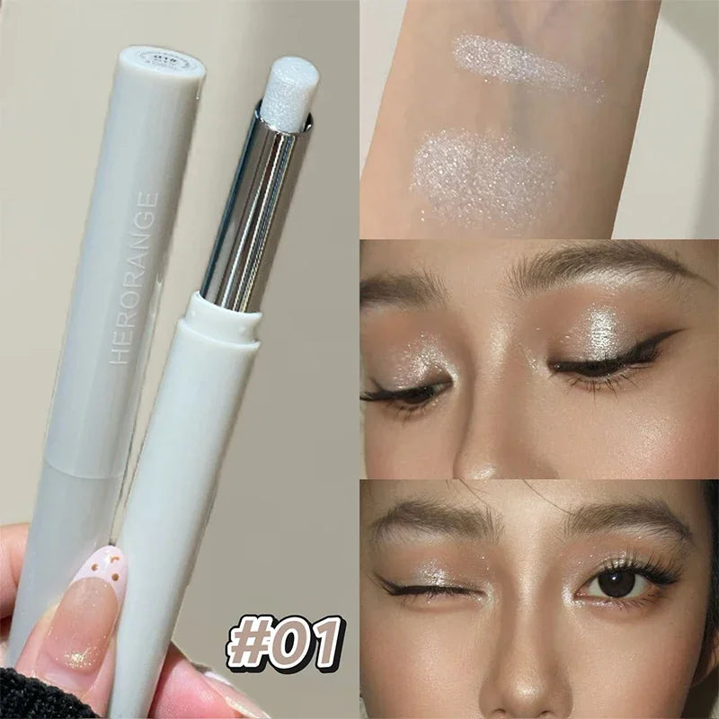 Punk Purple Metallic Eyeshadow Stick Waterproof Lasting Pearlescent Glitter Eye Shadow Highlight Eyeshadow Fine Shiny Eye Makeup