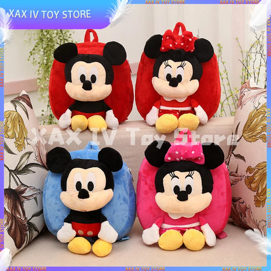 New Disney Mickey Minnie Mouse Plush Bag Backpack Children's School Bag Multifunctional Storage Bag Cartoon Part Christmas Gifts