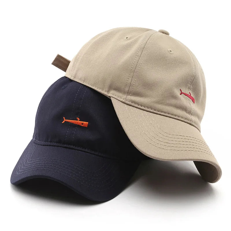 Simple Baseball Cap men Sebound Hat Whale Embroidery Casual Hat Cotton Soft Top Cap New Boy Girl Couples With The Same Hats