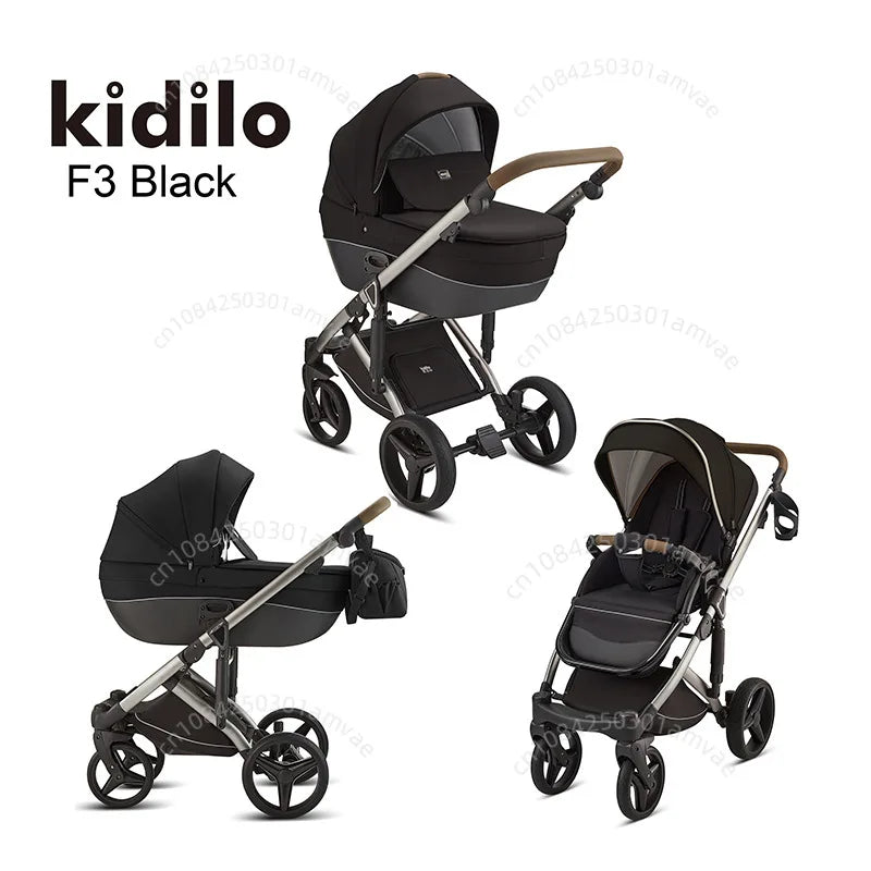 Deluxe Baby Stroller 2 in 1 High View Comfortable Baby Stroller Foldable Portable Travel Baby Carriage with Mother Bag