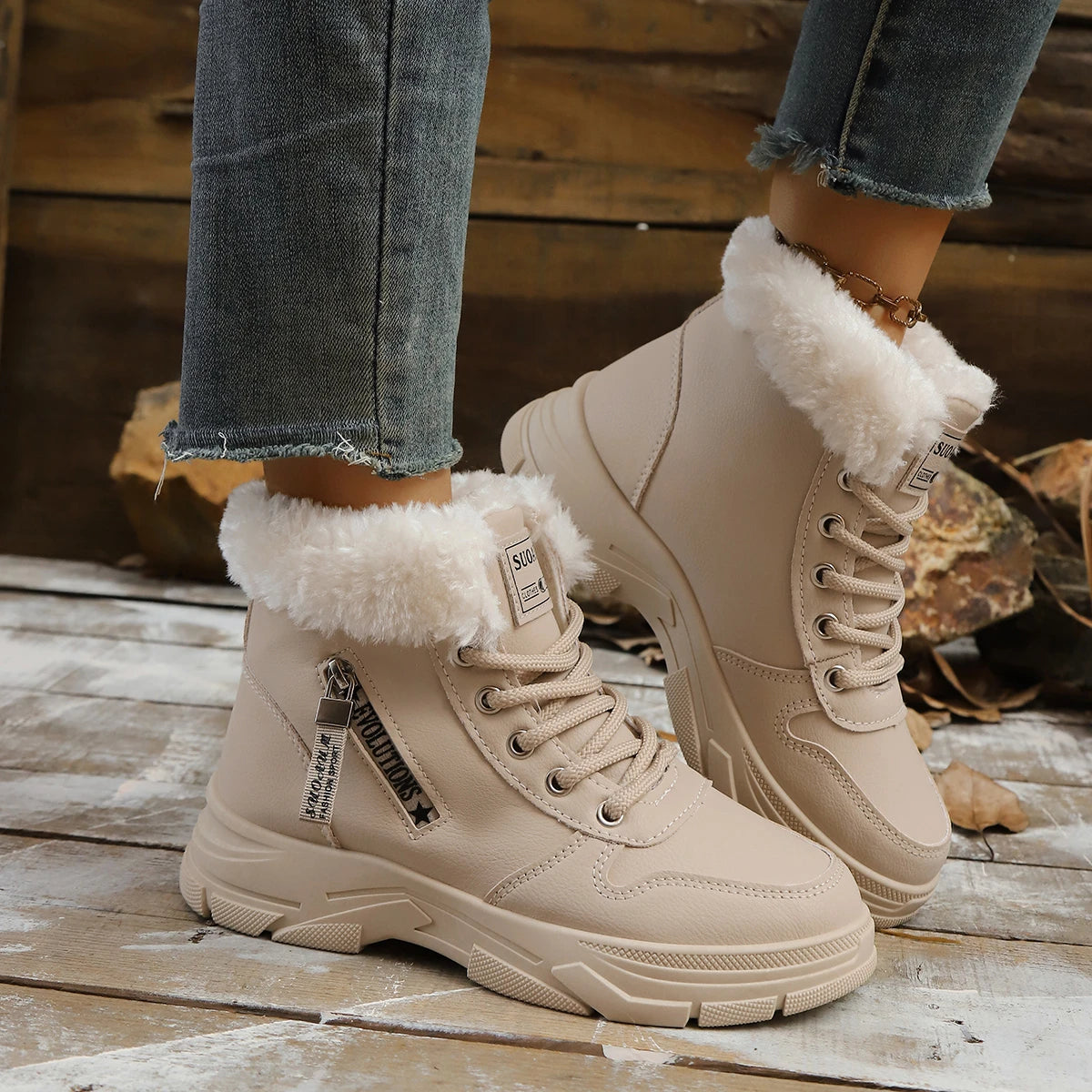 Winter Women Snow Boots Warm Lightweight High-top Shoes Women Casual Platform Ankle Boots Plus Size New Outdoor Zapatos De Mujer