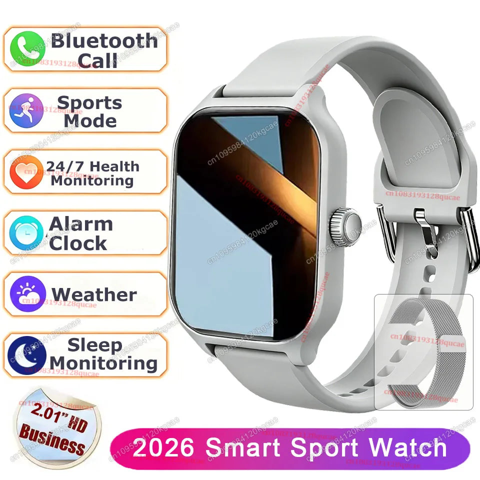 2026 New Smart Watch 2.01'' HD Display Answer Make Call Message Preview Sport Modes DIY Dial Weather Forecast For Men Women HW12