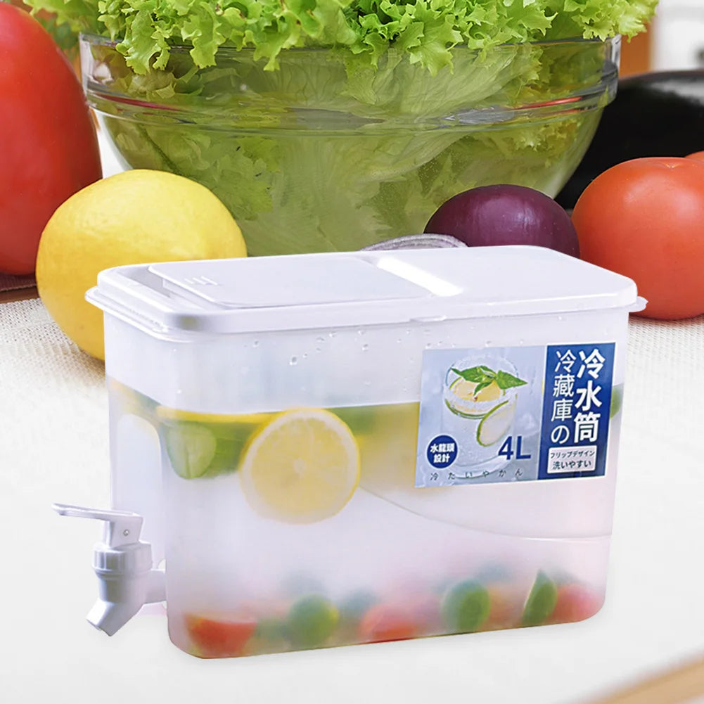4L Refrigerator Cold Kettle Multifunction with Faucet Fridge Water Container Large Capacity Fridge Water Jug for Kitchen Fridge