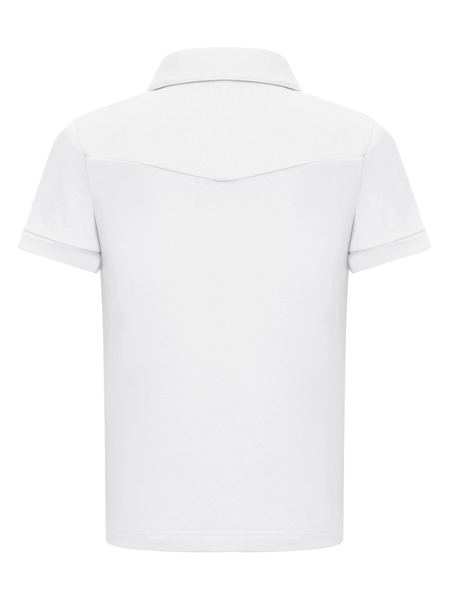 Kids Girls Horse Riding Shirts Short Sleeve Turn Down Collar Buttons T-shirt Closure Design Equestrian Costumes Sports Tops