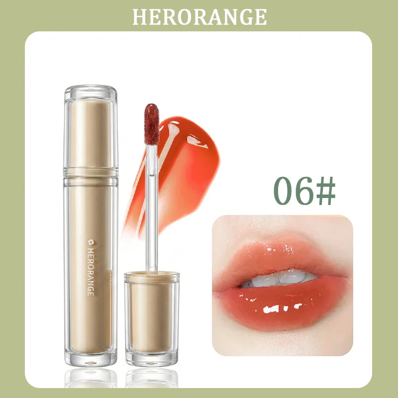 Herorange Iced Tea Gloss Lip Gloss Moisturizing Non-Drying Plump Lips Korean Style for Daily Bare Makeup