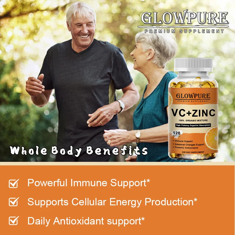 Vitamin C with Zinc for Immune Support & Antioxidant - Promotes Metabolism, Skin Whitening and Anti-Aging