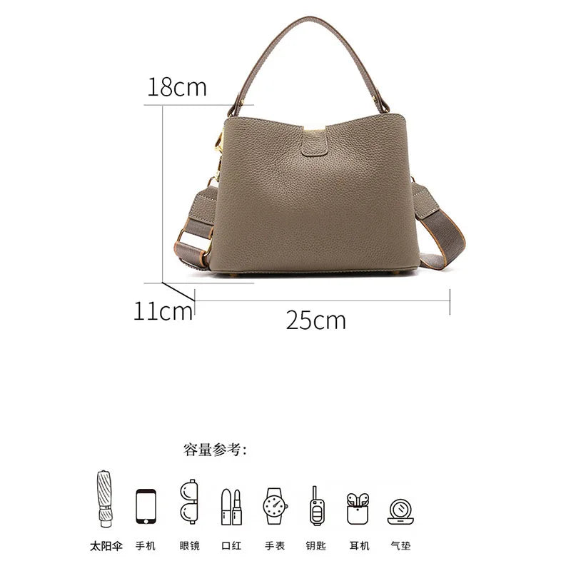Retro bucket bag women's fashionable handbag large capacity new single shoulder crossbody bag Soft Leather multi-color wallet