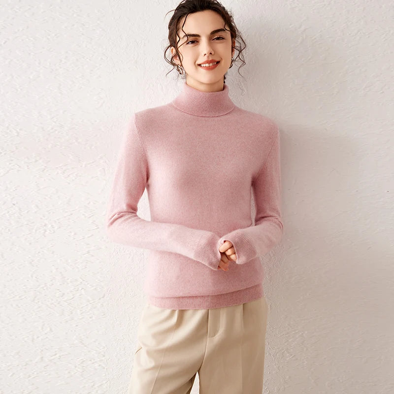 Ladies Sweater Cashmere Sweater Women Wool Turtleneck Knitwears 100% Cashmere Tops Long Sleeve Pullovers Jumpers Female Clothing