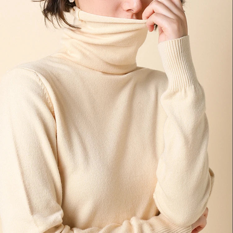2026 Women Sweater Femme Autumn Turtleneck Sweater Pink Soft Material Women White Sweater jumper Pullovers Tricot Pull Femme